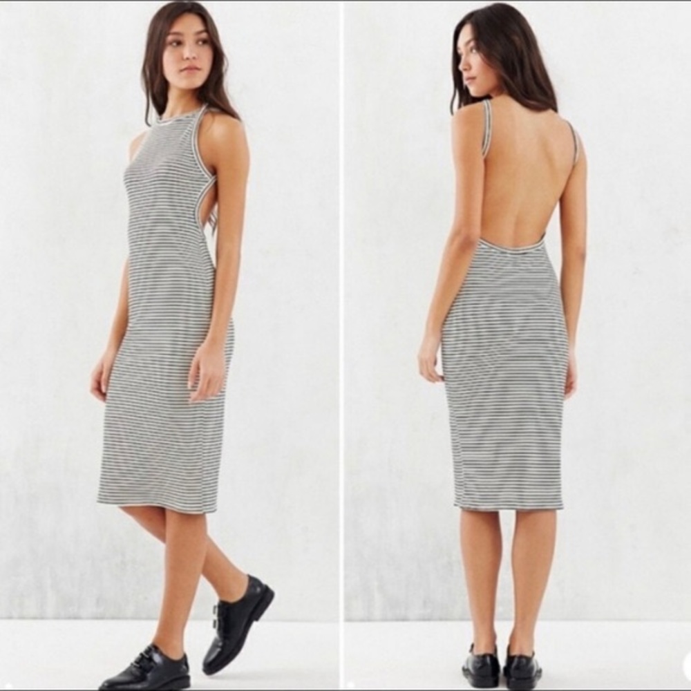 UO Silence & Noise backless striped bodycon dress